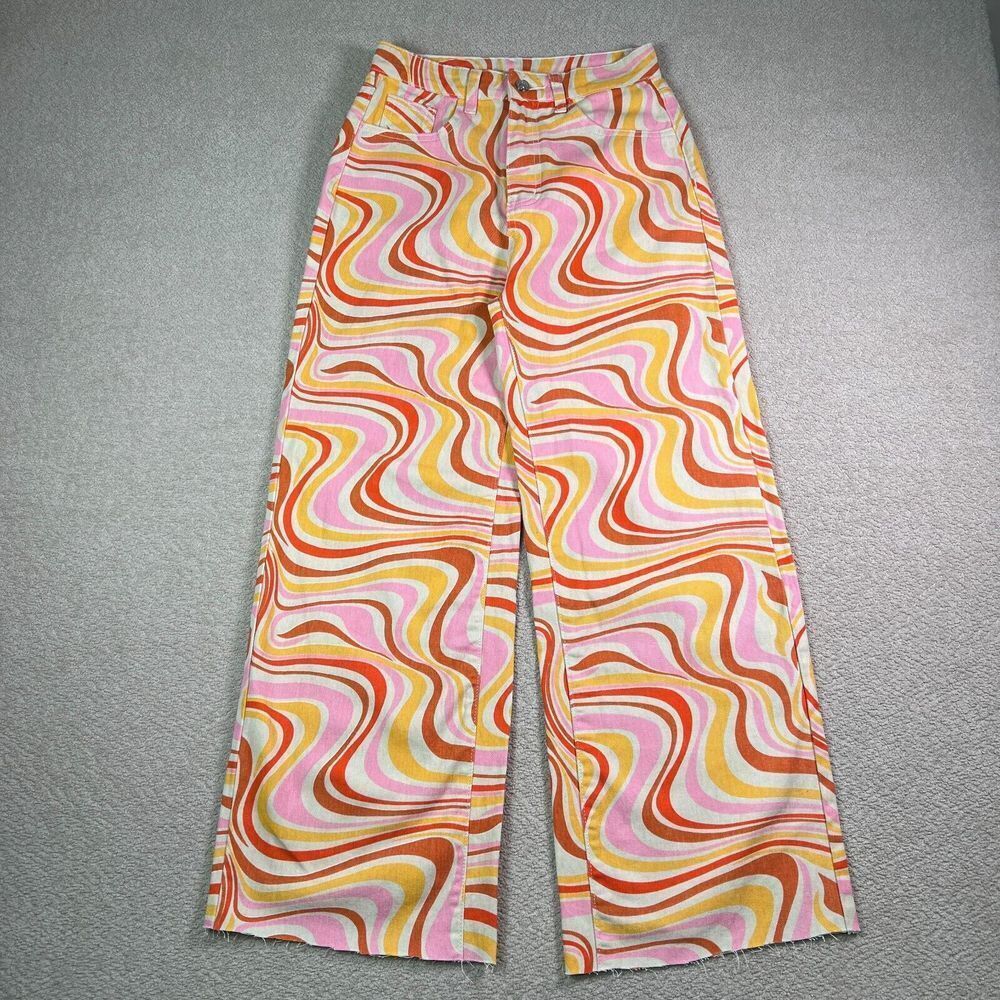 Groovy Psychedelic Jeans‎ Womens Size 4 Bell Bottoms High Waisted Boho Retro